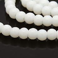 Round Glass Beads Strands, White, 4mm, Hole: 1mm, about 105pcs/strand, 15.7 inch(GLAA-A025-4mm-03)
