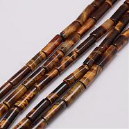 Natural & Dyed Tiger Eye Bead Strands, Column, 4~4.5x13mm, Hole: 1mm, about 30pcs/strand, 15.74 inch(G-P230-32-4x13mm)