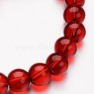 Glass Round Bead Strands, Red, 6mm, Hole: 1mm, about 50pcs/strand, 11 inch(GLAA-I028-6mm-06)