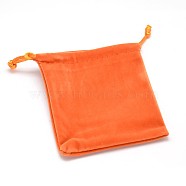 Rectangle Velvet Cloth Gift Bags, Jewelry Packing Drawable Pouches, Dark Orange, 12x10cm(X-TP-L003-05F)