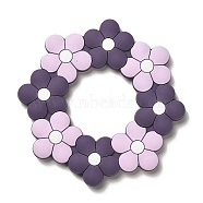 Flower Silicone Focal Beads, Silicone Teething Beads, Plum, 90x90x9mm, Inner Diameter: 41mm(SIL-R145-01C)