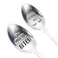 Stainless Steel Spoon, Letter Pattern, 196x32mm, 2pcs/set(AJEW-WH0160-005)