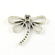 Dragonfly Tibetan Style Alloy Pendants, Cadmium Free & Lead Free, Antique Silver, 28.5x30x2mm, Hole: 2mm, about 515pcs/1000g(TIBEP-R344-16AS-LF)