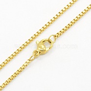 Unisex 304 Stainless Steel Box Chain Necklaces, with Lobster Claw Clasps, Golden, 17.7 inch(45cm)(STAS-O037-71G)