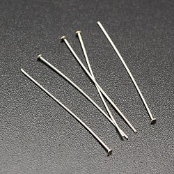 Sterling Silver Flat Head Pins, Silver, 30x0.5mm, Head: 1.5mm(X-STER-M030-B-01S)