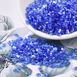 MIYUKI Half TILA Beads, Japanese Seed Beads, 2 Hole, (HTL261) Transparent Sapphire AB, 5x2.3x1.9mm, Hole: 0.8mm, about 250pcs/bottle, 10g/bottle(SEED-JP0008-HTL0261)