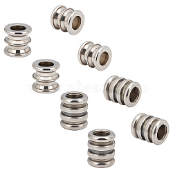 Unicraftale 304 Stainless Steel Beads, Large Hole Beads, Groove Column, Stainless Steel Color, 11.5~14x12mm, Hole: 6.5~7mm, 20pcs/box(STAS-UN0014-55P)