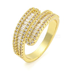 Brass Micro Pave Clear Cubic Zirconia Adjustable Finger Rings for Women, Real 18K Gold Plated, Inner Diameter: 18mm(RJEW-B069-10G)