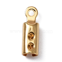 316 Surgical Stainless Steel Folding Crimp Ends, Real 18K Gold Plated, 10x3mm, Hole: 0.9mm, Inner Diameter: 2.6mm(FIND-WH0045-46A)