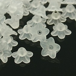 Transparent Frosted Acrylic Flower Beads, for Name Bracelets & Jewelry Making, White, about 10mm in diameter, 5mm thick, hole:1.2mm(X-PL554)