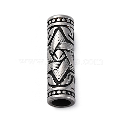 304 Stainless Steel Glossy European Beads, Large Hole Beads, Column with Star of David, Antique Silver, 30x9mm, Hole: 6.5mm(STAS-S171-08AS)