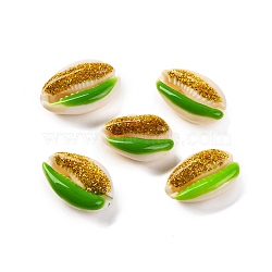 Enamel Cowrie Shell Beads, No Hole/Undrilled, with Glitter Powder, Mixed Color, 17.5~24.5x11.5~17x7~8.5mm(SSHEL-M023-02C)