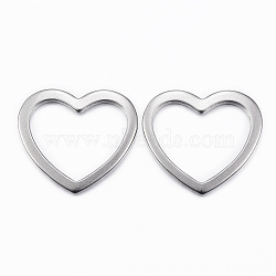 304 Stainless Steel Linking Rings, Heart, Stainless Steel Color, 20x21.5x1.5mm, Hole: 17x13mm(STAS-H398-11P)
