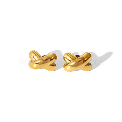 Luxury Titanium Steel Cross X-Shaped Stud Earrings, Golden, 17x12mm(QF0443-1)