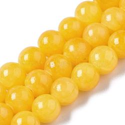 Natural Dyed Yellow Jade Gemstone Bead Strands, Round, Yellow, 6mm, Hole: 1mm, about 66pcs/strand, 15.7 inch(X-G-R271-6mm-Y07)