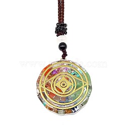 Resin & Natural & Synthetic Mixed Gemstone Pendant Necklaces, Eye, 25.59 inch(65cm)(OG4289-07)