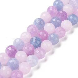 Natural Aquamarine & Rose Quartz & Amethyst Beads Strands, Faceted, Round, 10x10mm, Hole: 1mm, about 39pcs/strand, 15.20''(38.6cm)(G-H280-02C)