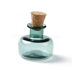 Miniature Glass Bottles, with Cork Stoppers, Empty Wishing Bottles, for Dollhouse Accessories, Jewelry Making, Teal, 23x20mm(GLAA-H019-04H)