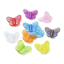 Transparent Acrylic Beads, Butterfly, Mixed Color, 19x25x6mm, Hole: 2mm(OACR-E033-01)