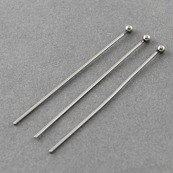 304 Stainless Steel Ball Head pins, 25x0.7mm, 21 Gauge, Head: 2mm
