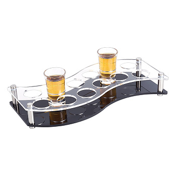 12 Holes S Shaped Transparent Acrylic Wine Glass Organizer Holder with Black Base, Goblet Serving Tray Rack, Clear, 30.5x14x5.2cm