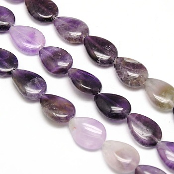 Natural Teardrop Amethyst Beads Strands, 18x13x6mm, Hole: 1mm, about 23pcs/strand, 15.74 inch