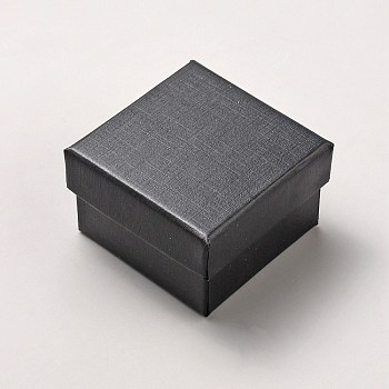 Square Paper Earring Storage Boxes, Black, 5.3x5.3x3.35cm