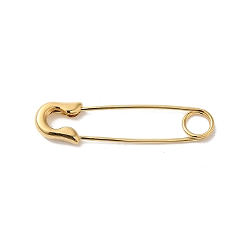 304 Stainless Steel Safety Pins, Real 14K Gold Plated, 33x8x2.5mm, Hole: 4.5mm