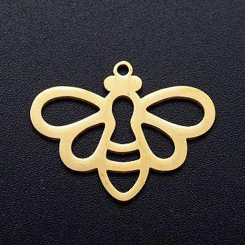 201 Stainless Steel Pendants, Bees, Golden, 19x24.5x1mm, Hole: 1.4mm