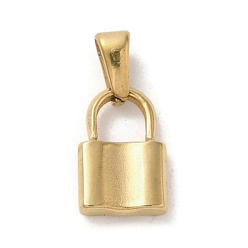Vacuum Plating 304 Stainless Steel Charms, Padlock Charm, Golden, 12.5x8x2.5mm, Hole: 2.5x5mm