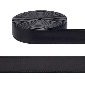 5M Flat PU Imitation Leather Cord, for Bag Strap Making, Black, 1-1/8 inch(30mm), about 5.47 Yards(5m)/Roll