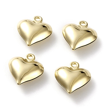 Brass Charms, Heart, Real 24K Gold Plated, 13x11.5x3.5mm, Hole: 1.2mm