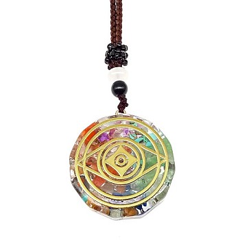 Resin & Natural & Synthetic Mixed Gemstone Pendant Necklaces, Eye, 25.59 inch(65cm)