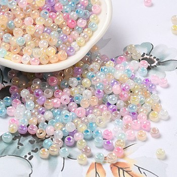 Glass Seed Beads, Ceylon, Round Hole, Round, Colorful, 4x3mm, Hole: 1.2mm, 7650pcs/pound