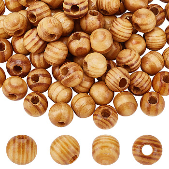 Olycraft 120Pcs Pinewood Large Hole European Beads, Round, BurlyWood, 18x15.5mm, Hole: 7mm