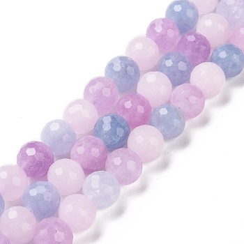 Natural Aquamarine & Rose Quartz & Amethyst Beads Strands, Faceted, Round, 10x10mm, Hole: 1mm, about 39pcs/strand, 15.20''(38.6cm)
