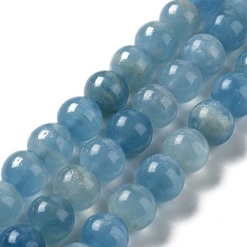 Natural Blue Calcite Beads Strands, Round, 10mm, Hole: 0.8mm, about 40pcs/strand, 15.55 inch(39.5cm)