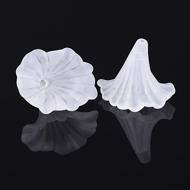 Perles de fleurs en acrylique transparent mat de couleur blanche(X-BSF796)-2