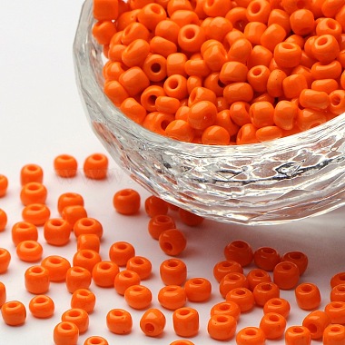 Dark Orange Round Glass Beads