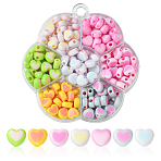 196Pcs 7 Colors Acrylic Bicolor Heart Beads, for DIY Bracelet Necklace Handmade Jewelry Accessories, Mixed Color, 8x7mm, Hole: 2mm, about 28pcs/color(OACR-CJ0001-60)