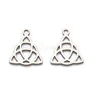 316 Surgical Stainless Steel Charms, Laser Cut, Trinity Knot Charm, Stainless Steel Color, 14.5x13x1mm, Hole: 1.6mm(STAS-H190-03P-03)