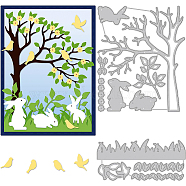 2Pcs 2 Styles Spring Theme Carbon Steel Cutting Dies Stencils, for DIY Scrapbooking, Photo Album, Decorative Embossing Paper Card, Stainless Steel Color, Rabbit & Tree, Mixed Patterns, 5.3~13.3x11~11.1x0.08cm, 1pc/style(DIY-WH0309-726)