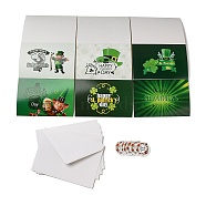 Saint Patrick's Day Rectangle Paper Greeting Card, with Random Style Sticker and Envelope, for Party Card, Green, 112~200x150~160x0.2~0.4mm(AJEW-D060-01B)