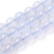 Grade A Natural Blue Agate Beads Strands, Round, Light Blue, 8mm, Hole: 1mm, about 49pcs/strand, 15.3 inch(G-F222-29-8mm-1)