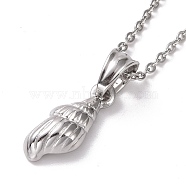 304 Stainless Steel Conch Shape Pendant Necklace for Women, Stainless Steel Color, 19.69 inch(50cm)(STAS-E154-27P)