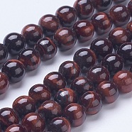 Natural Red Tiger Eye Beads Strands, Round, 8mm, Hole: 1mm, about 48pcs/strand, 15.59 inches(G-D855-04-8mm)