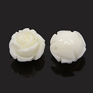 Synthetic Coral 3D Flower Rose Beads, Dyed, White, 14~15x9mm, Hole: 1.5mm(X-CORA-A006-15mm-049)