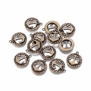 Tibetan Style Alloy Pendants, Flat Round with Anchor, Cadmium Free & Nickel Free & Lead Free, Antique Bronze, 17x14.5x2.5mm, Hole: 1mm, about 714pcs/882g(TIBE-S301-019AB-NR)
