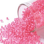 TOHO Round Seed Beads, Japanese Seed Beads, (970) Inside Color Crystal/Neon Pearl Pink Lined, 11/0, 2.2mm, Hole: 0.8mm, about 3000pcs/10g(X-SEED-TR11-0970)
