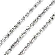 304 Stainless Steel Rope Chains, Soldered, with Spool, Stainless Steel Color, 2.5mm, about 10m/Roll(CHS-G027-08B-P)